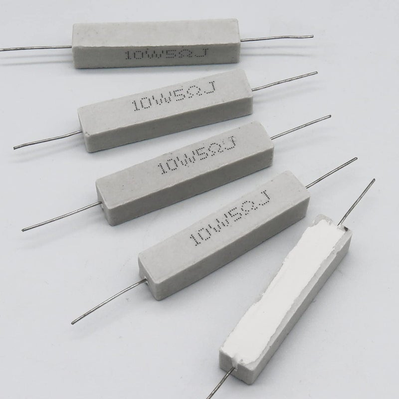 Dimlove 10 PCS 10w 5 Ohm Axial Lead Wire Resistors - White Wound Fixed Ceramic, Cement, Power, Horizontal, Precharge Resistors with Heat & Moisture Resistance - Image 4